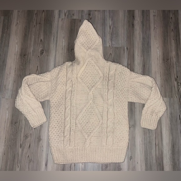 Women’s 100% Wool Full Zip Long Sleeve Hooded Cardigan Hand Made - Picture 6 of 8